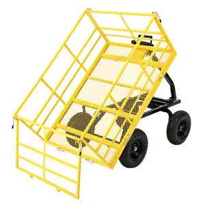1400 LB Heavy Duty Garden Cart with 13" All-Terrain Tires 3-in-1 Steel Yard Wagon with Removable Side Panels, Converts to Flatbed 2-in-1 Rotating Handle for Lawn, Farm, Backyard