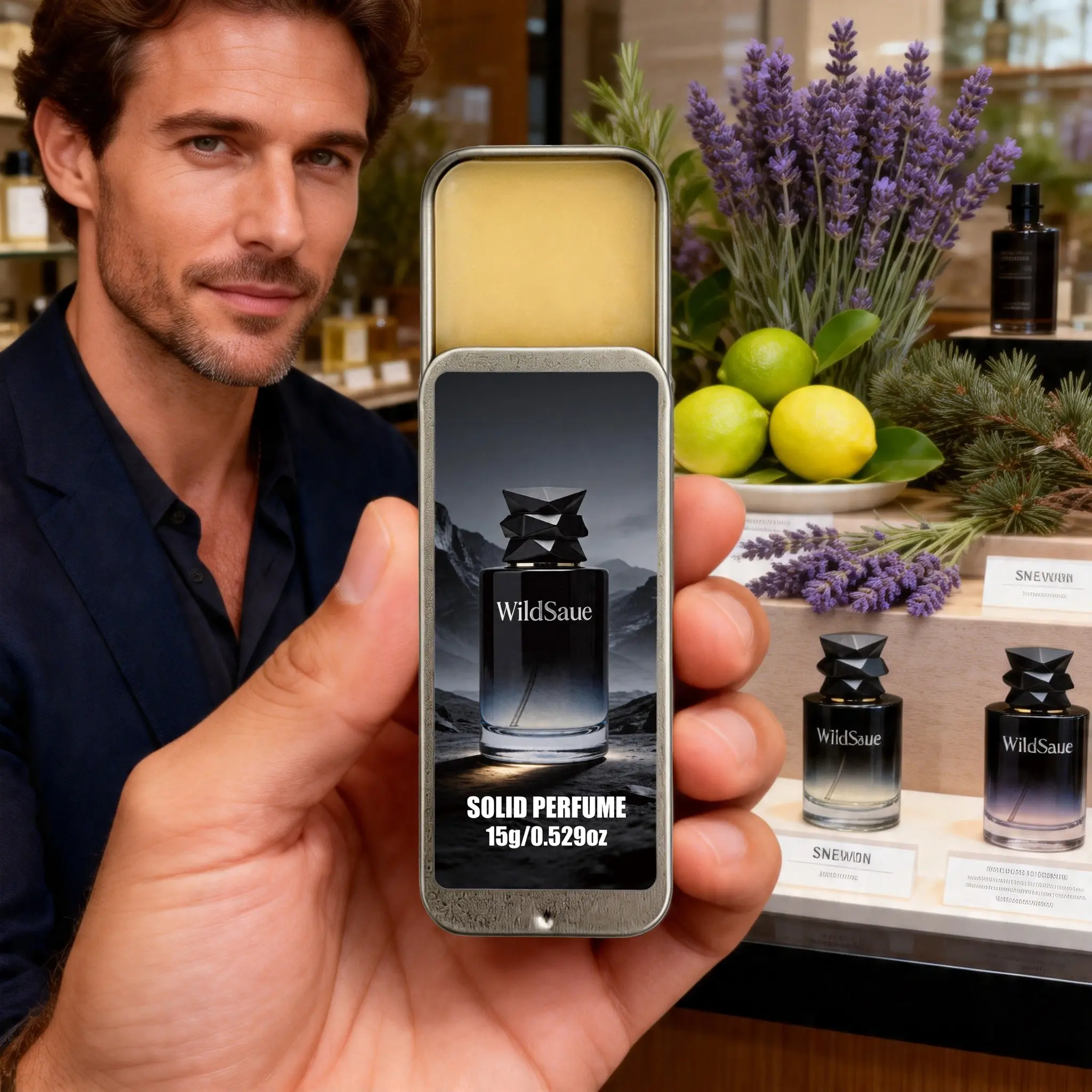 Charismatic Wildsaue Perfume Balm, Unisex, 15g, Long-Lasting Fruity Fragrance, Lemon, Pepper, Lavender, Amber, Cedar, Portable, Ideal Gift