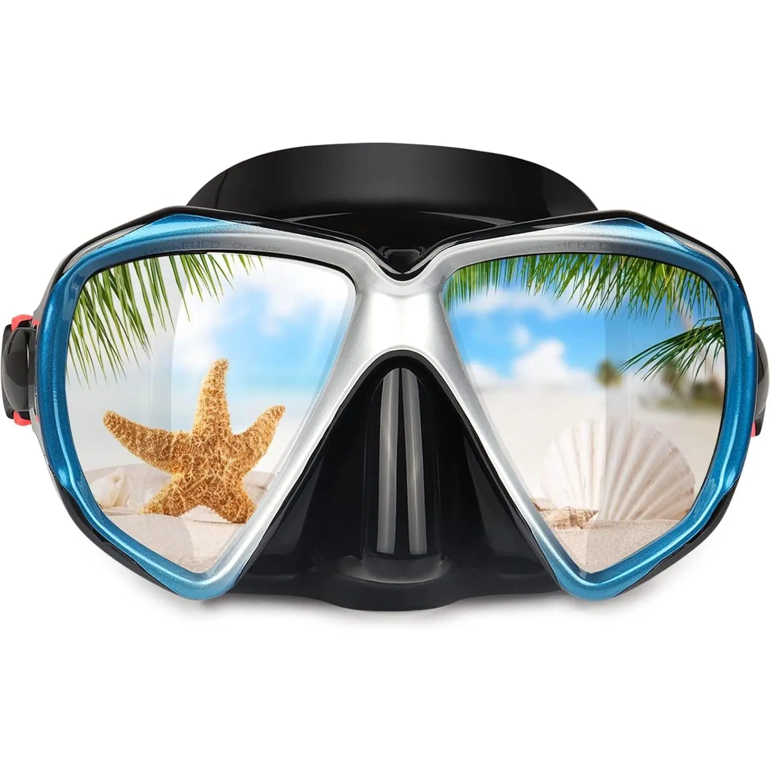 Snorkel Diving Mask Panoramic  Swim Mask, Anti-Fog Scuba Diving Goggles,Tempered Glass Dive Mask Adult Youth Swim Goggles with Nose Cover for Diving, Snorkeling, Swimming