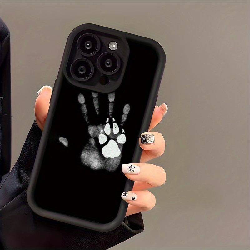 Phone Case - 1pc of Personalized Funny Big Palm And Dog Paw Print Black High Bamboo Phone Case, Suitable for iPhone 17 E Air Pro ProMax iPhone16 15 14 Plus 13 12 Mini 11 X XS XR, Suitable As a Gift for Girlfriend, Boyfriend, Friend Or Yourself
