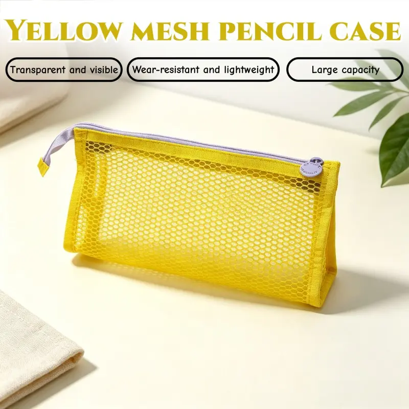 Mesh Pencil Case, Transparent Large Capacity Stationery Bag, Lightweight School Backpack, Durable Daily Use