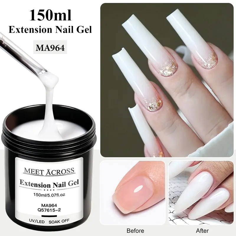 MEET ACROSS 150ml Large Capacity Acrylic Nail UV LED Clear Paint, Acrylic Liquid, 6 Colors Available, DIY Design Nail Extension Tool, Long Lasting & Easy Apply, Gel Acrylic Nails, Nail Art Supplies