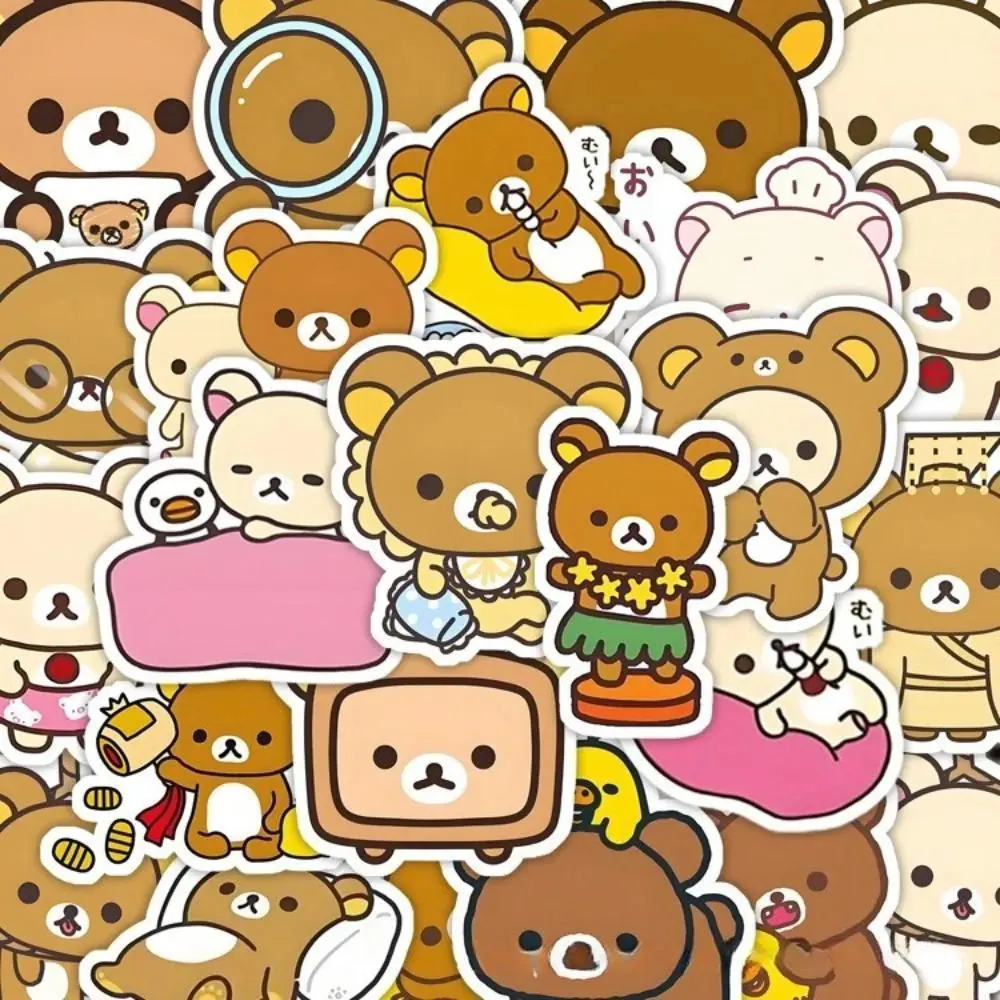 100PCS Kawaii Rilakkuma Bear Cartoon Stickers for Guitar DIY Bicycle Skateboard Laptop Luggage Cute Cartoon Sticker Toy Decor