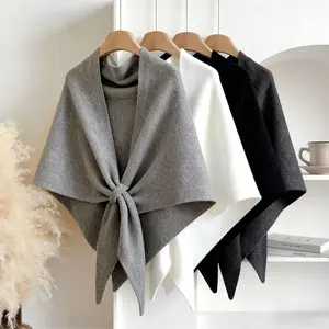 2026 Fall Winter New Women's Wool Knit Triangle Shawl, Solid Color Oversized Large Wrap Scarf, Soft Warm Thickened Neck Shoulder Cover for Daily Wear