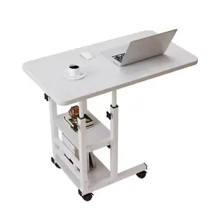 C-Shaped Rolling Couch Side Table with Charging Station and Storage Drawer, Height Adjustable Mobile Laptop End Desk, Versatile Home Furniture for Living Room Bedroom