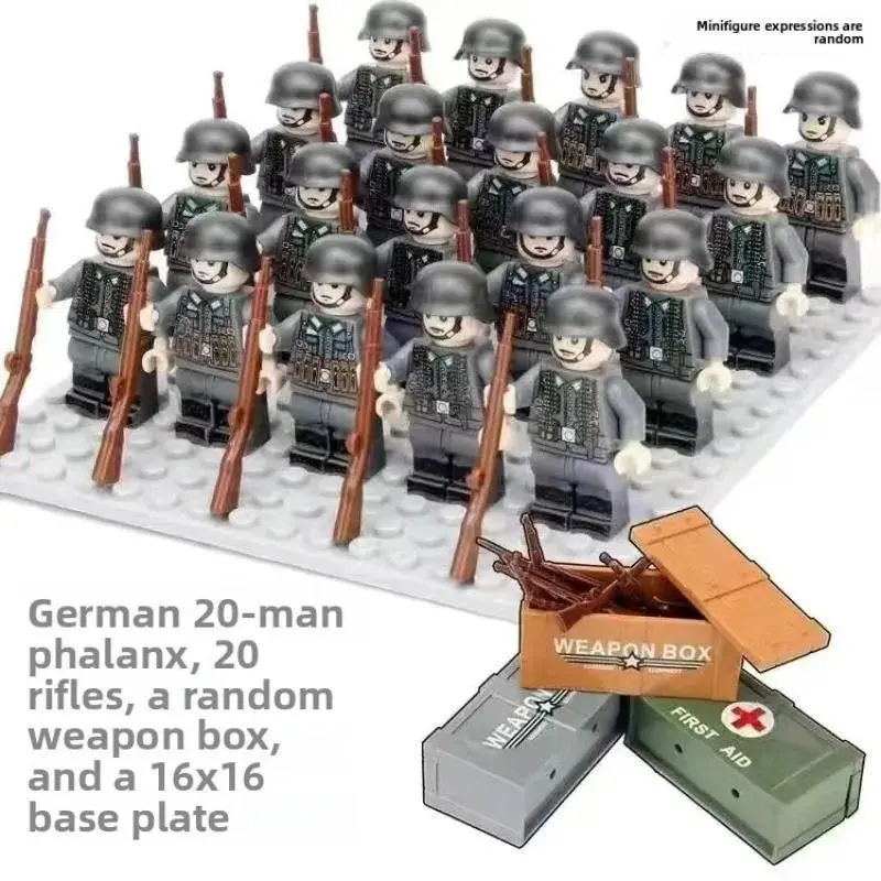 Children's small particle mini dolls, World War II soldiers, dolls, toys of the eight-way Soviet-American volunteer phalanx.
