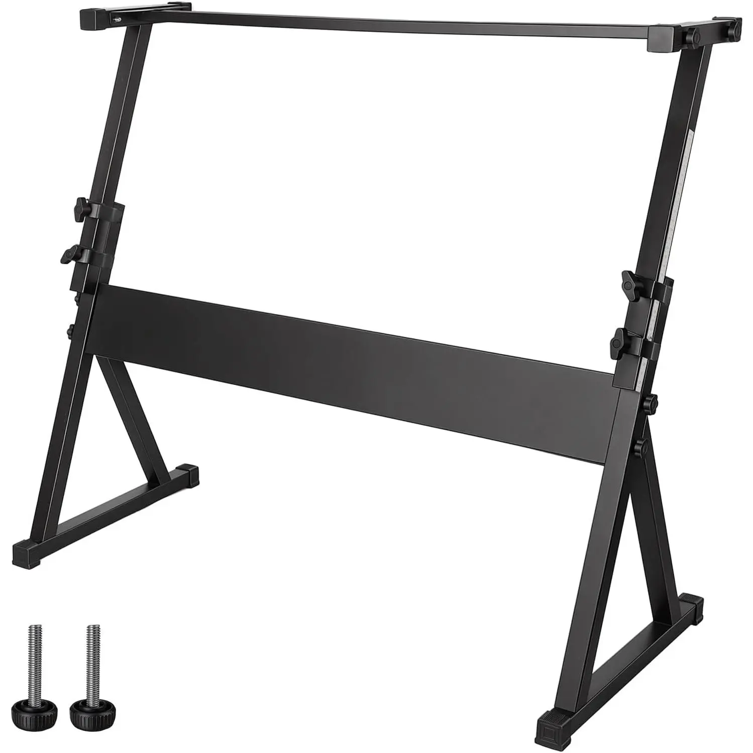 Piano Keyboard Stand - Z Style Adjustable and Professional Heavy Duty Piano Stand - Fits 61-88 Key Digital Pianos - Sturdy  Keyboard Stand with  Comfortable Legroom (Black)