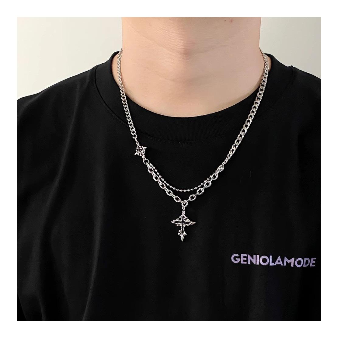 Cross Pattern Titanium Steel Necklace for Men |   Trendy Minimalist Waterproof & Tarnish-Free |   Luxury High-End Clavicle Chain