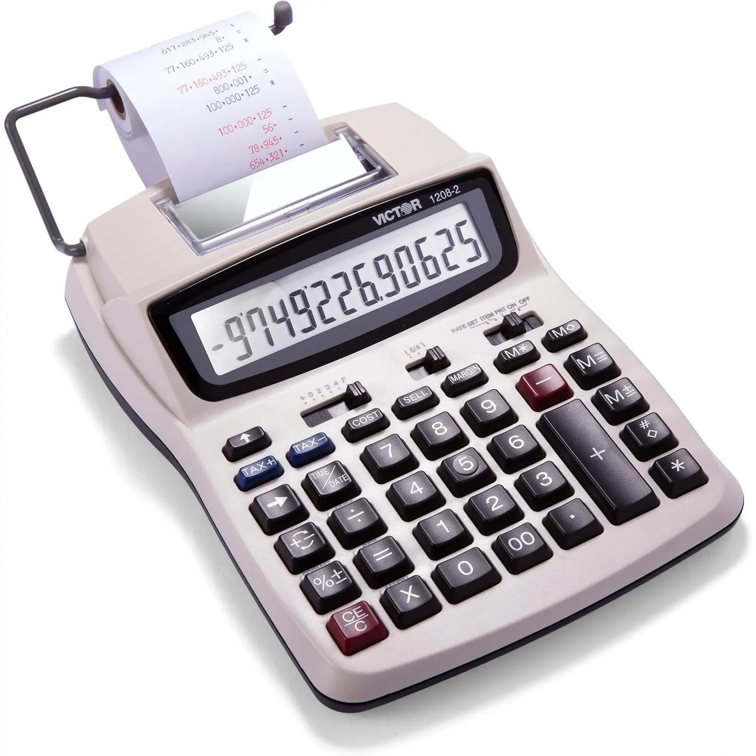12-Digit Compact Adding Machine Printing Calculator, White