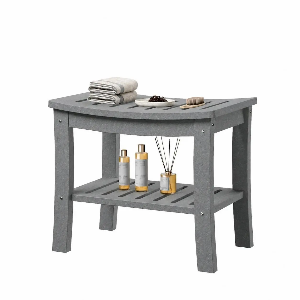 Shower Bench with Storage Shelf -Bathroom Stool |Non-Slip Surface | Indoor/Outdoor -Resistant Seat