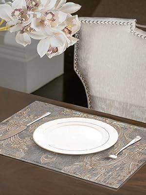 Luxury Placemats Set of 6 for Dining Table, Table Place Mats for Dining Table Room Decorations,-Layer, Non-Slip & Wrinkle Resistant(12 x18 inches, Grey)