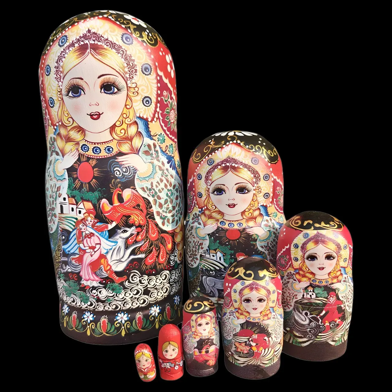 7-Layer Handcrafted Russian Matryoshka Doll Set - Premium Air-Dried Basswood Wood, Unisex Russian Folk Decoration, Harbin Tourist Souvenir, Holiday Gifts Toy