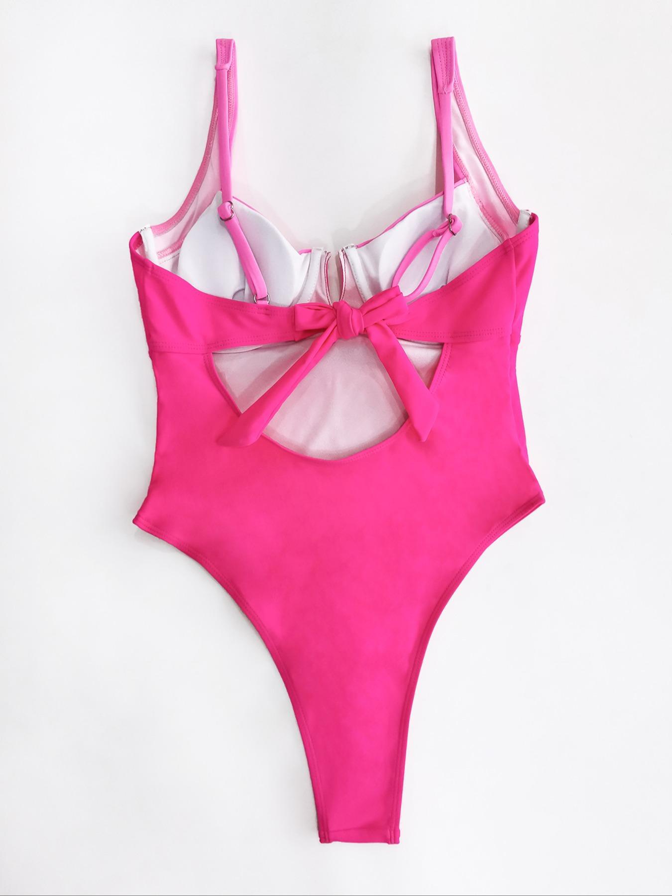 Women's Colorblock One-piece Swimsuit, Casual Sleeveless Swimwear for Summer, Ladies Swimsuit for Beach Holiday Vacation, Summer Swimsuits