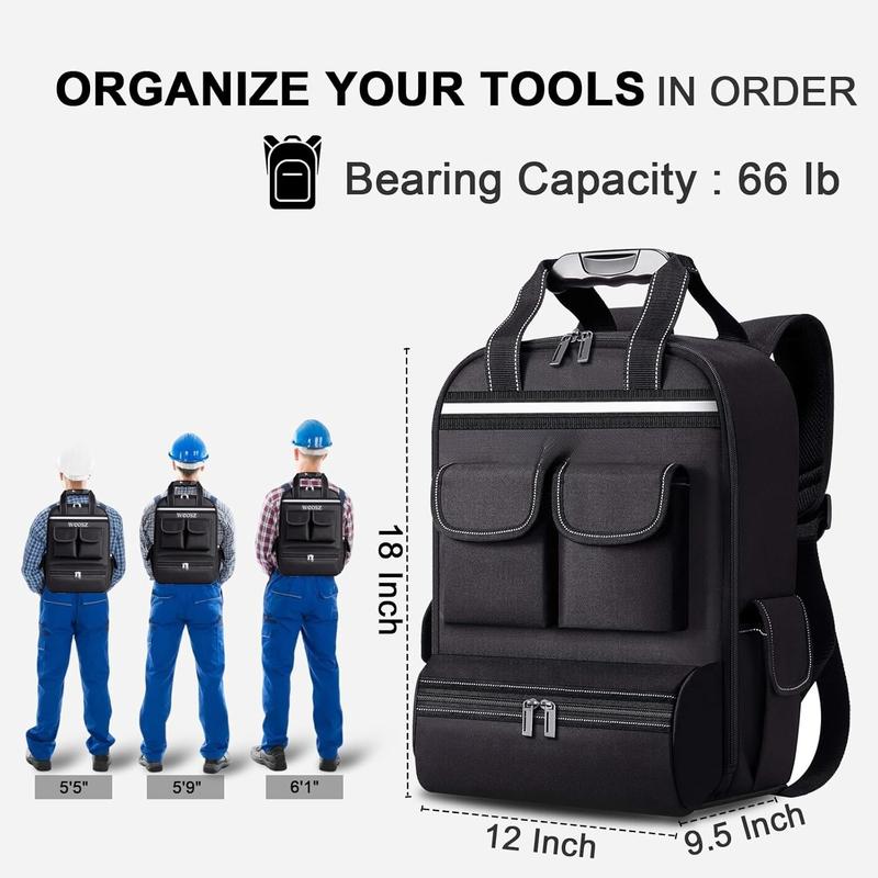 Tool Backpack for Men 18 Inch Heavy Duty Multiple Pockets Tool Bag Organizer with for Electrician Mechanics HVAC Engineer Tool Backpack for Men 18 Inch Heavy Duty Multiple Pockets Tool Bag Organizer with for Electrician Mechanics HVAC Engineer