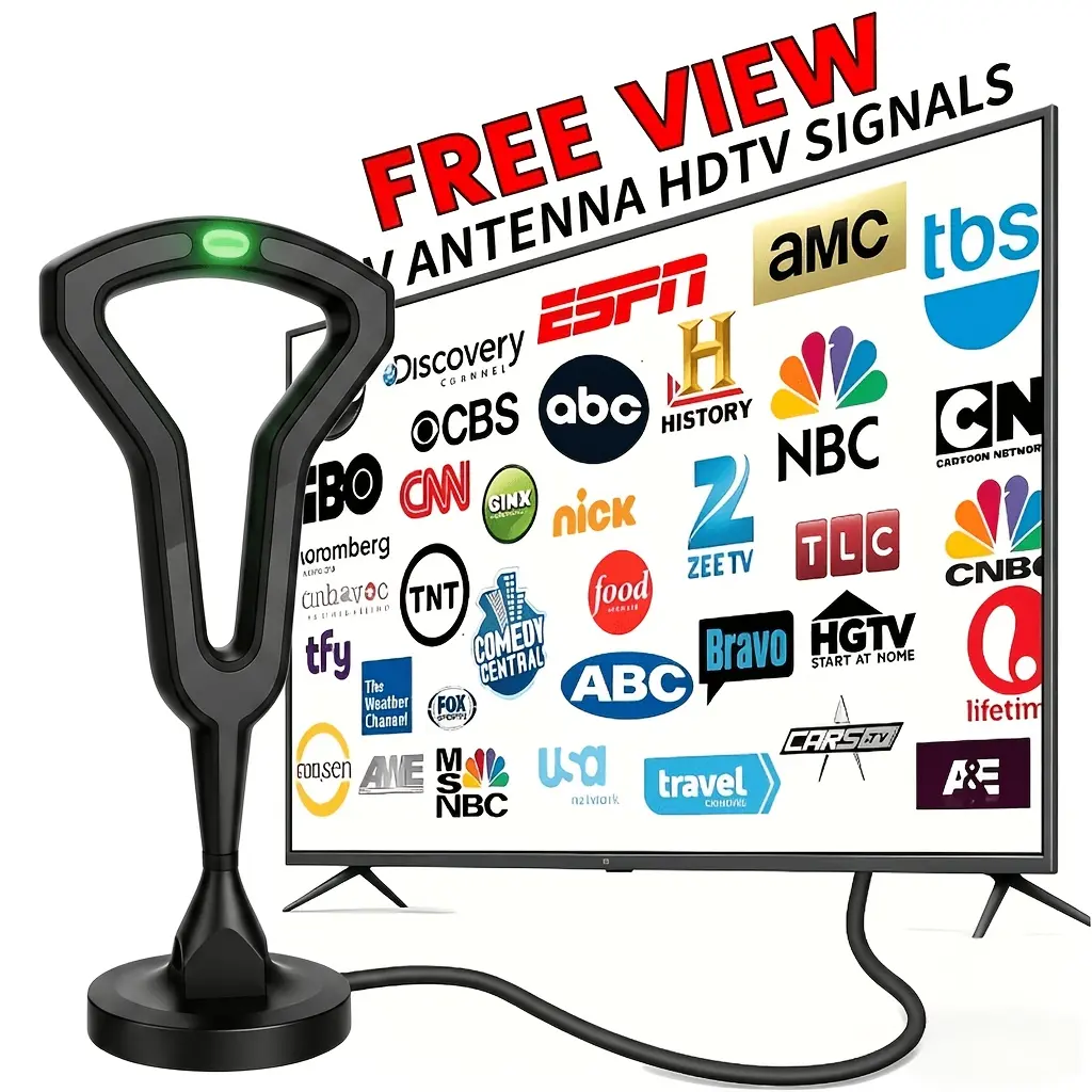 2026 Upgraded Indoor TV Antenna for Boating - Long-Distance Digital Antenna with Signal Booster, HD Support, 4K 1080P VHF UHF Compatibility, Works with Smart/Old TVs, Easy Installation