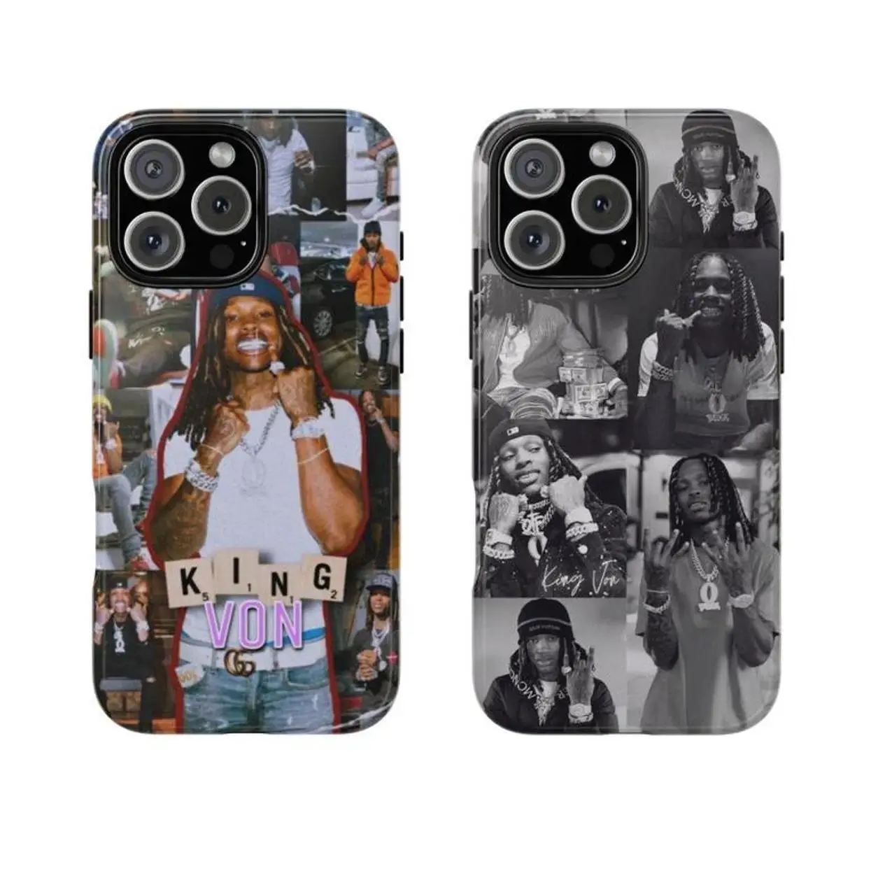 King Von Tough Phone Case for iPhone 11-17 Pro Max/Plus & Samsung Galaxy S23-25, Safety Phone Accessories with Dual-Layer Protection, Shock-Absorbing TPU Interior, Impact-Resistant Polycarbonate Exterior, Slim Fit, Wireless Charging Compatible GWW