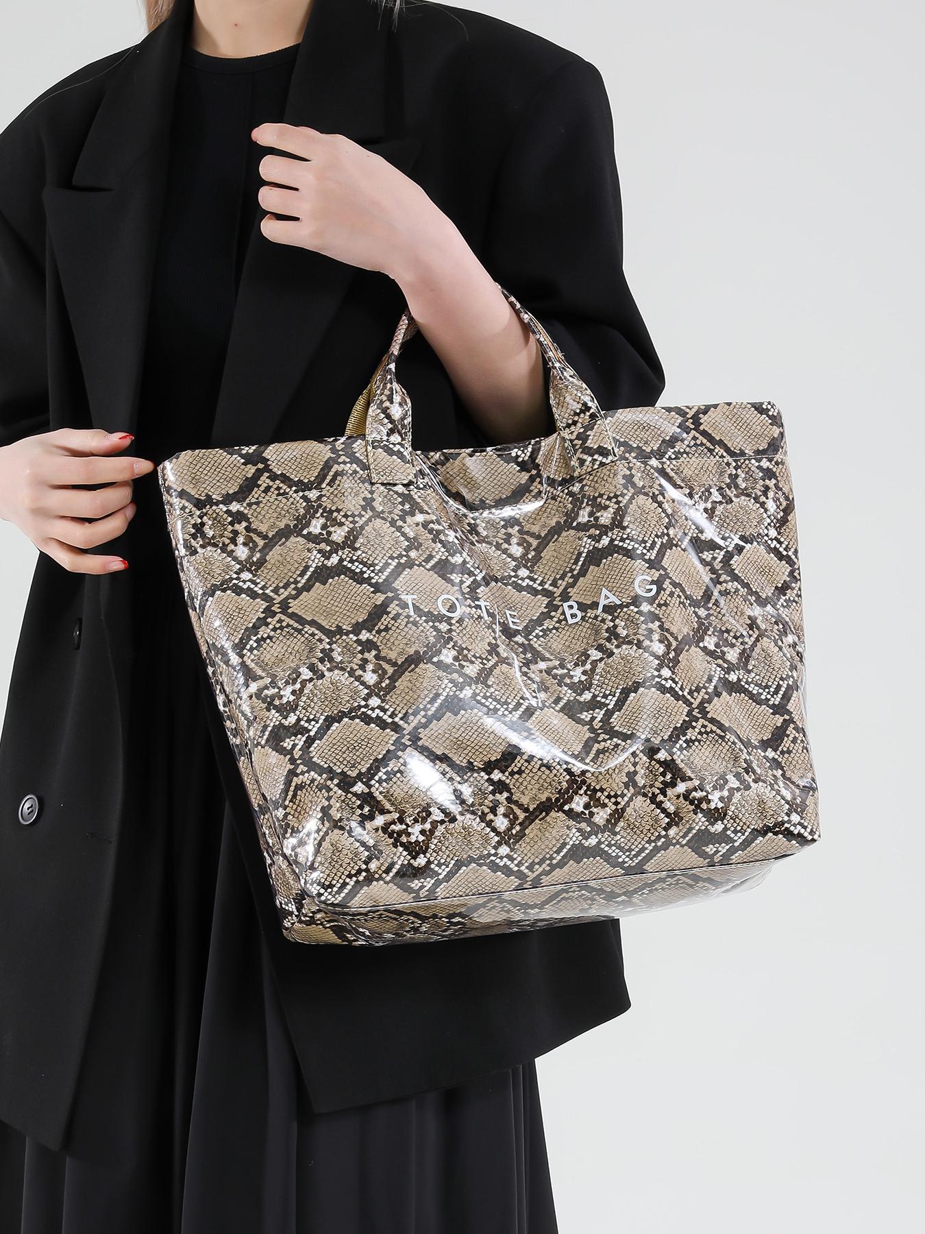 Fashionable Snakeskin Print Tote Bag, Large Capacity Shoulder Bag for Women, Casual Trendy Versatile High-quality Daily Commuting Bag, casual commuter bag, Casual Shopping Bag, Girl Fashionable  Unique Bags