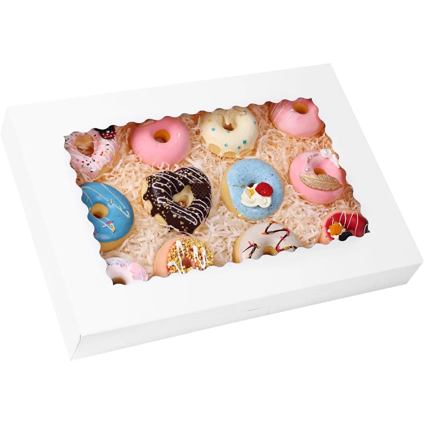 30 count Large Cookie Boxes 16x11x2.5 Inches Bakery Boxes with Window | Auto-Popup Large Cookie Boxes with Window for Bakery, Donuts, , Pastries, Pies, Muffins,  Covered Strawberries