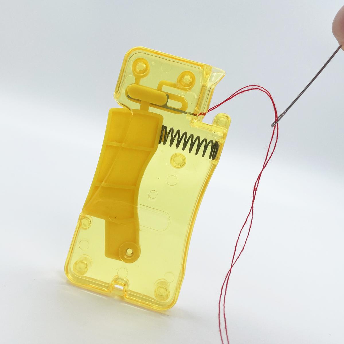 Yellow Automatic Needle Threader for Hand Sewing, Simple Threading Tool for Older Adults and Housewives