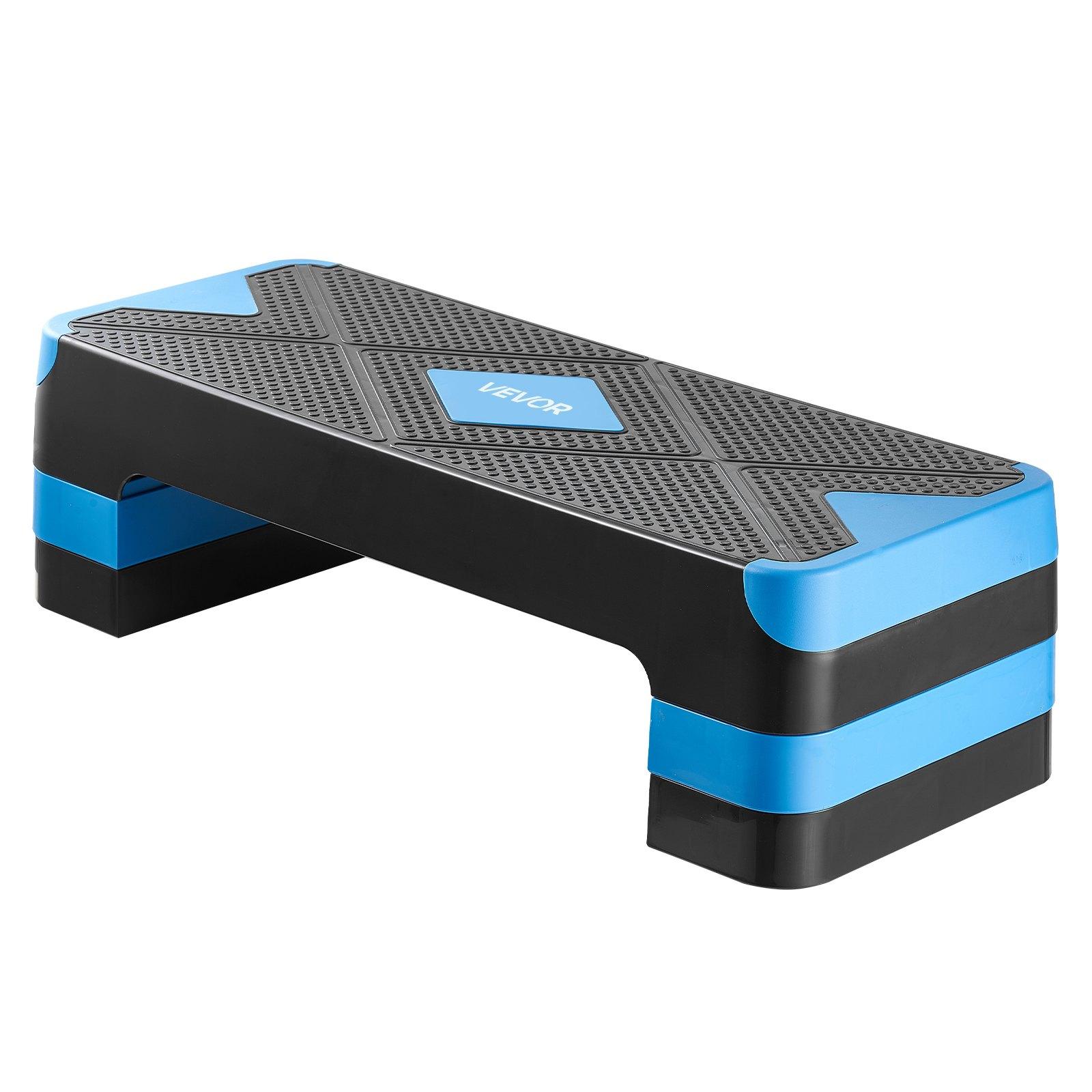 VEVOR Aerobic Exercise Step Platform, 28-Inch Workout Aerobic Stepper, Height Adjustable Fitness Training Step Deck Trainer with 4 Risers, Non-Slip Surface Bench for Home Gym Cardio Strength, Blue VEVOR Aerobic Exercise Step Platform, 28-Inch Workout Aerobic Stepper, Height Adjustable Fitness Training Step Deck Trainer with 4 Risers, Non-Slip Surface Bench for Home Gym Cardio Strength, Blue