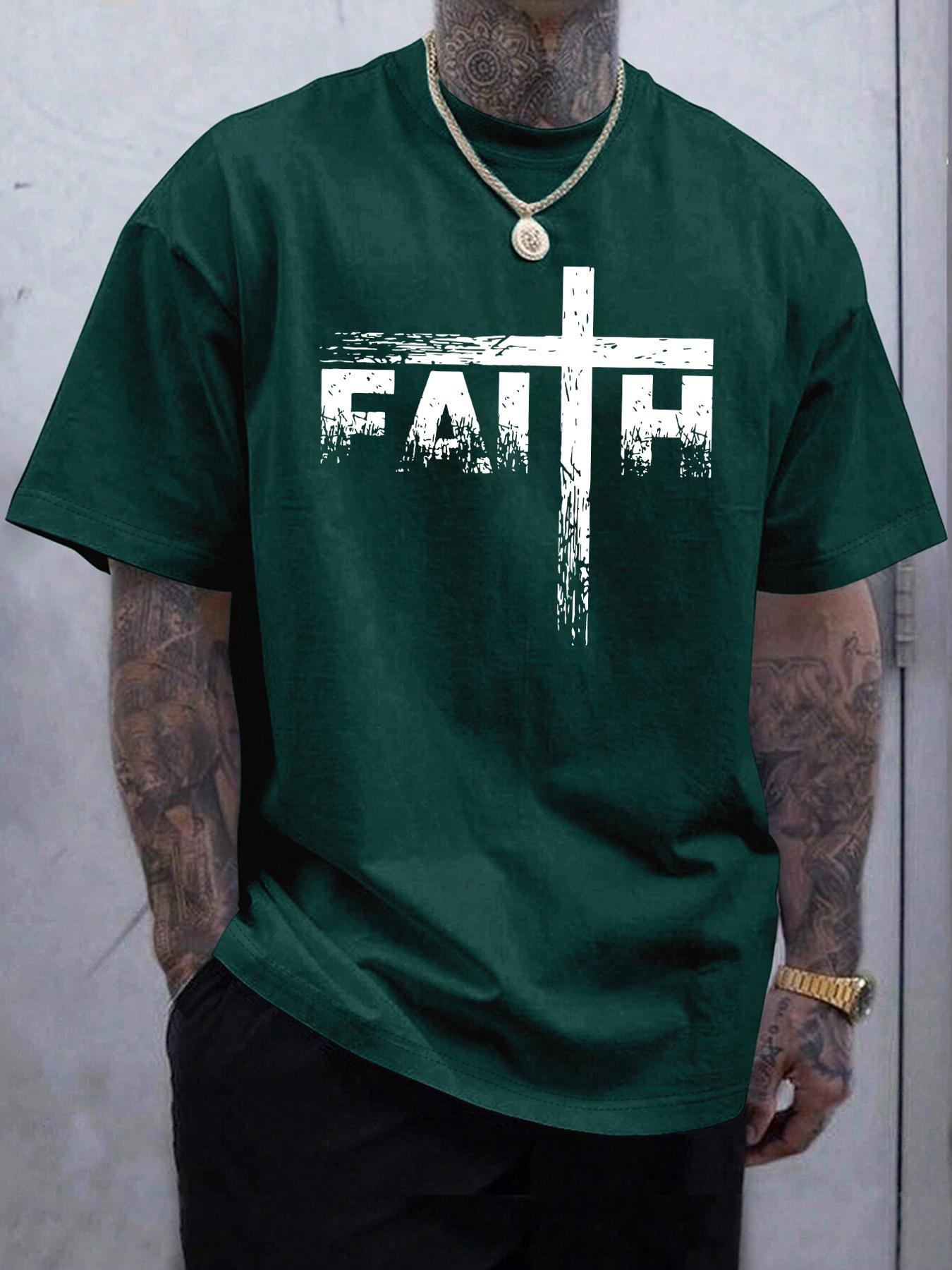 Men's Letter Print Round Neck Tee, Regular Fit Casual Short Sleeve Crew Neck T-shirt for Summer, Fashion Men's Top for Daily Wear, Athletic T Shirt