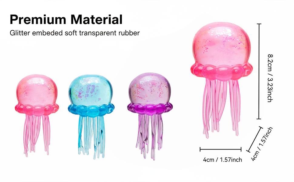 BINOK Jellyfish Squishy, Jellyfish Squeeze Stress Ball, Ice Squeeze Cube-Drop Malt Sugar Balls Sensory for Anxiety Stress Party Favors (Pink)