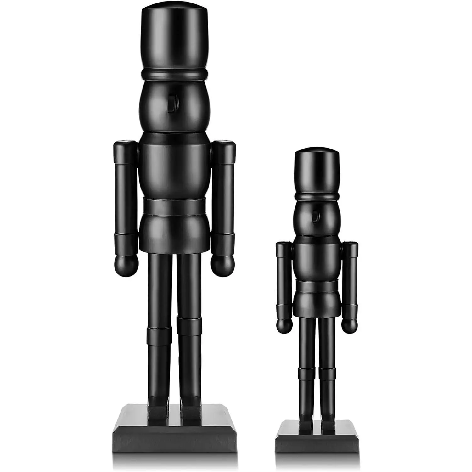 Wonderjune 2 Pack Christmas Wooden Nutcracker Traditional Christmas Decorations Nutcracker Figure Statue for Xmas Festive Holiday Tabletop Home Decor(Black,12 Inch,8 Inch)