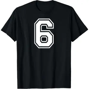 6 Number Six Team Sports Graphic Design Matching Varsity T-Shirt
