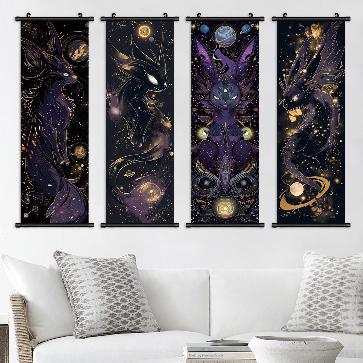 Animal Pattern Wall Art, 4 Counts/set Vintage Pet Pattern Decorative Painting, Exquisite Home Decorative Art, Wall Art Decor for Home Living Room Bedroom