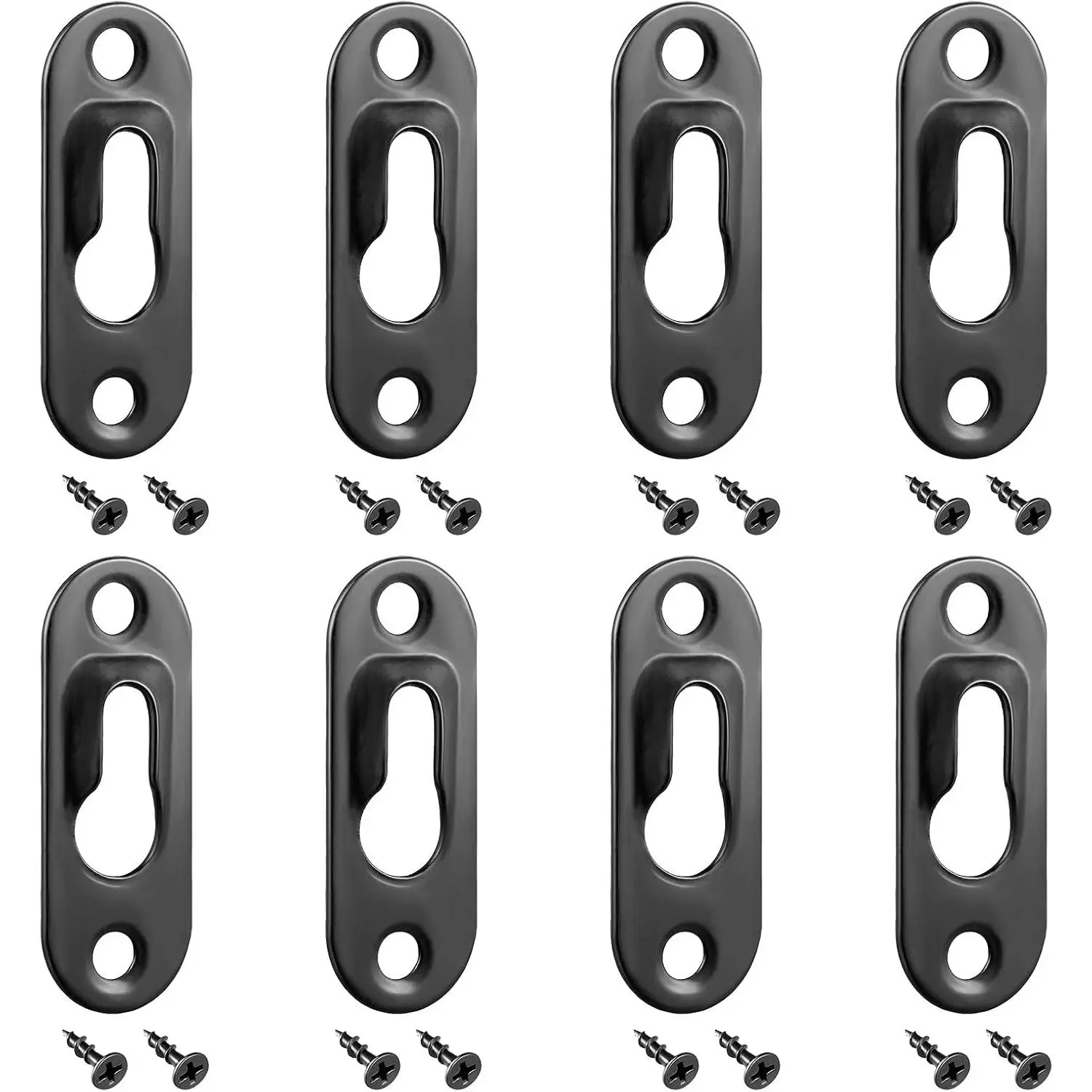 40 Pack Single Keyhole Hangers with 80 Screws, Black - Heavy Duty Flat Fasteners for Picture Frame Shelf Cabinet Wall Mounting, Single Slot Design for Easy HangingGift