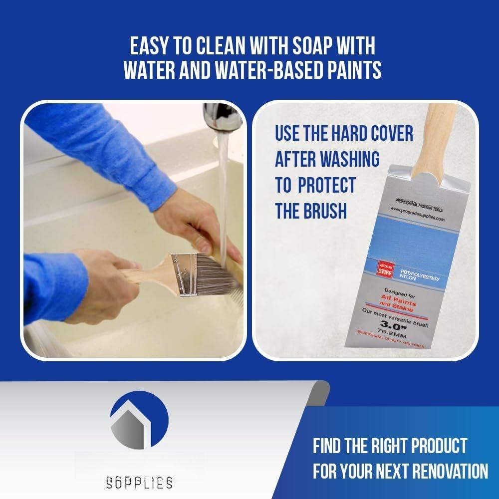 10 Pack -  Wall/Trim House  Brush Set  for fessional Painter and  Owners Painting Brushes for Cabinet Decks Fences Interior Exterior & Commercial Paintbrush.