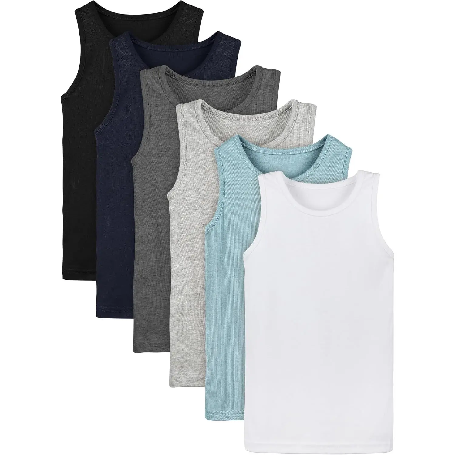6 Pack Toddler Tank Top Kids Undershirts Soft Undershirt for Boys and Girls