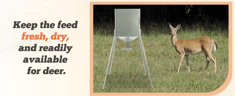 HECASA 450LB Capacity Big Game Gravity Deer Feeder Galvanized Steel Hunting w/o Foot Kit Outdoor