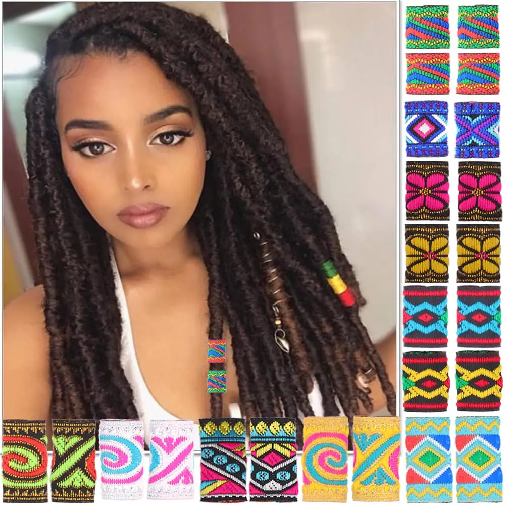 Fabric Dreadlock Bead Tubes Dreadlock Beads Hair Accessories Braid For Hair 24 count Variety Style (MIX COLORS)