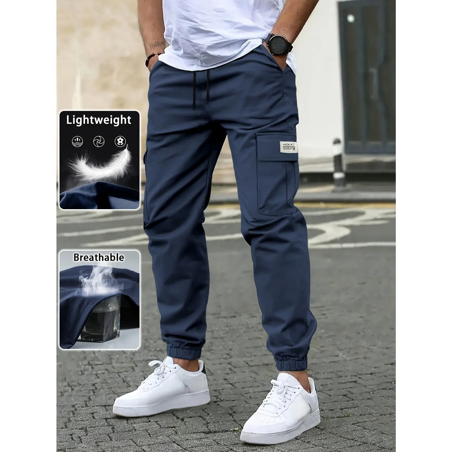 Men's Lightweight Tactical Cargo Pants - Durable Non-Stretch Ripstop Fabric Multiple pockets | Adjustable Drawstring Waist for Hiking, Camping & Outdoor Work | Breathable Quick-Dry Workwear (Machine Washable)