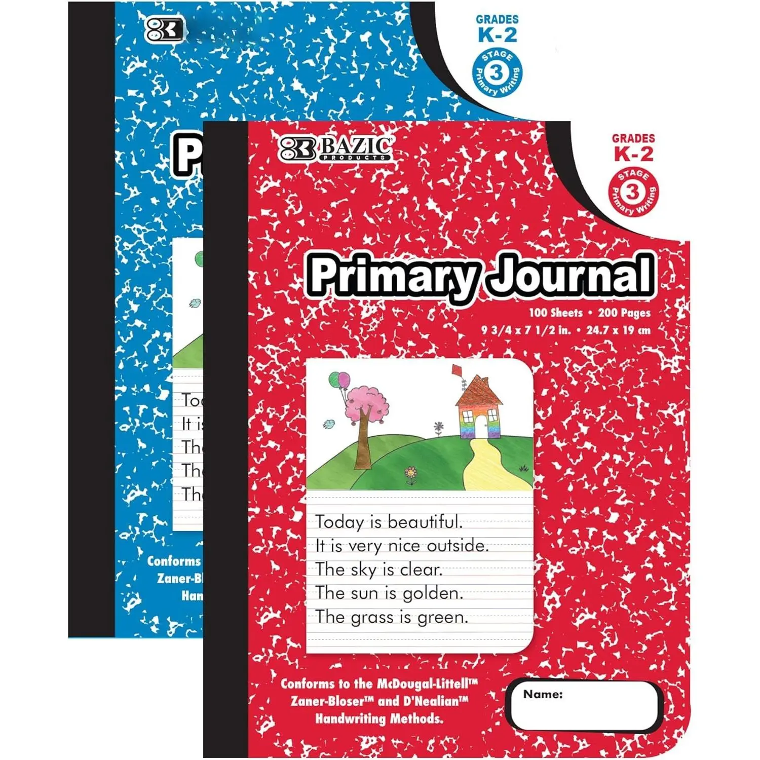 Primary Journal 100 Sheet Marble Composition Book, Pre School 1 Grade 2 Grade Comp Books Notebook, for   Student Learning Drawing, 1 Unit