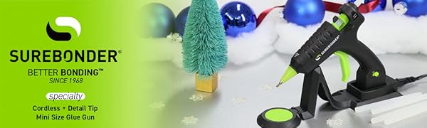 Cordless/Corded High Temperature Mini Hot Glue Gun With Detail Tip, 20 Watt, Rechargeable with Portable Heat Stand, Ideal for Crafting and DIY Projects (Black)