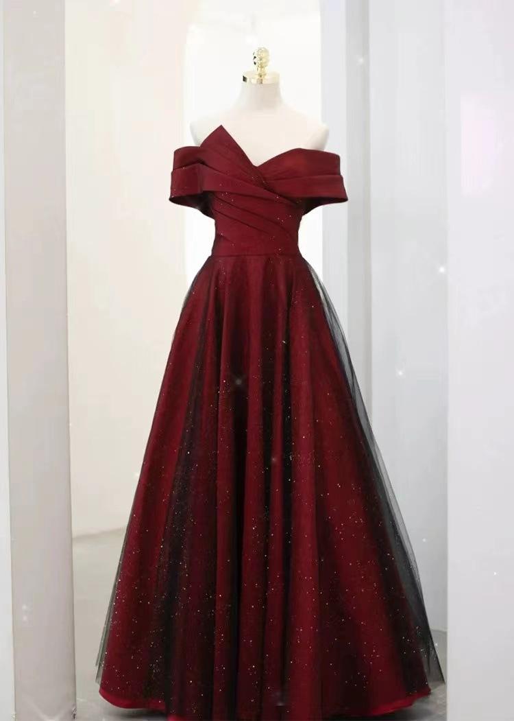 2026 New Autumn Red Toast Dress for Bride, One-Shoulder, Noble, Simple, Elegant, Slim-Fit and Skin-Brightening