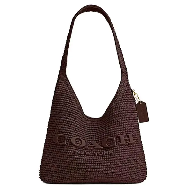COACH Brooklyn 28 Magnetic Closure Cellulose Crossbody Bag for Women, Small Size, Chocolate Color