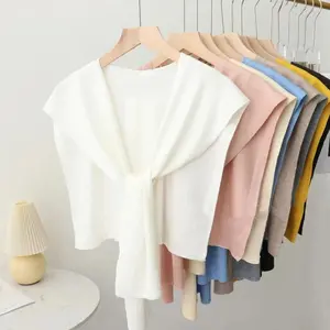 1PCS Korean Knitted Shawl Summer Air Conditioning Fake Collar Neck Guard Knit Thin Knotted Cape Shoulder Scarf For Women