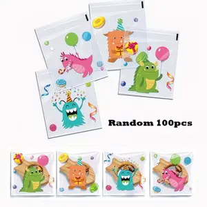 100pcs Funny Monster Sealed Self-Adhesive Bags, Moisture Proof Fresh Lock, Halloween Candy Division, Cute Festival Gift Bags