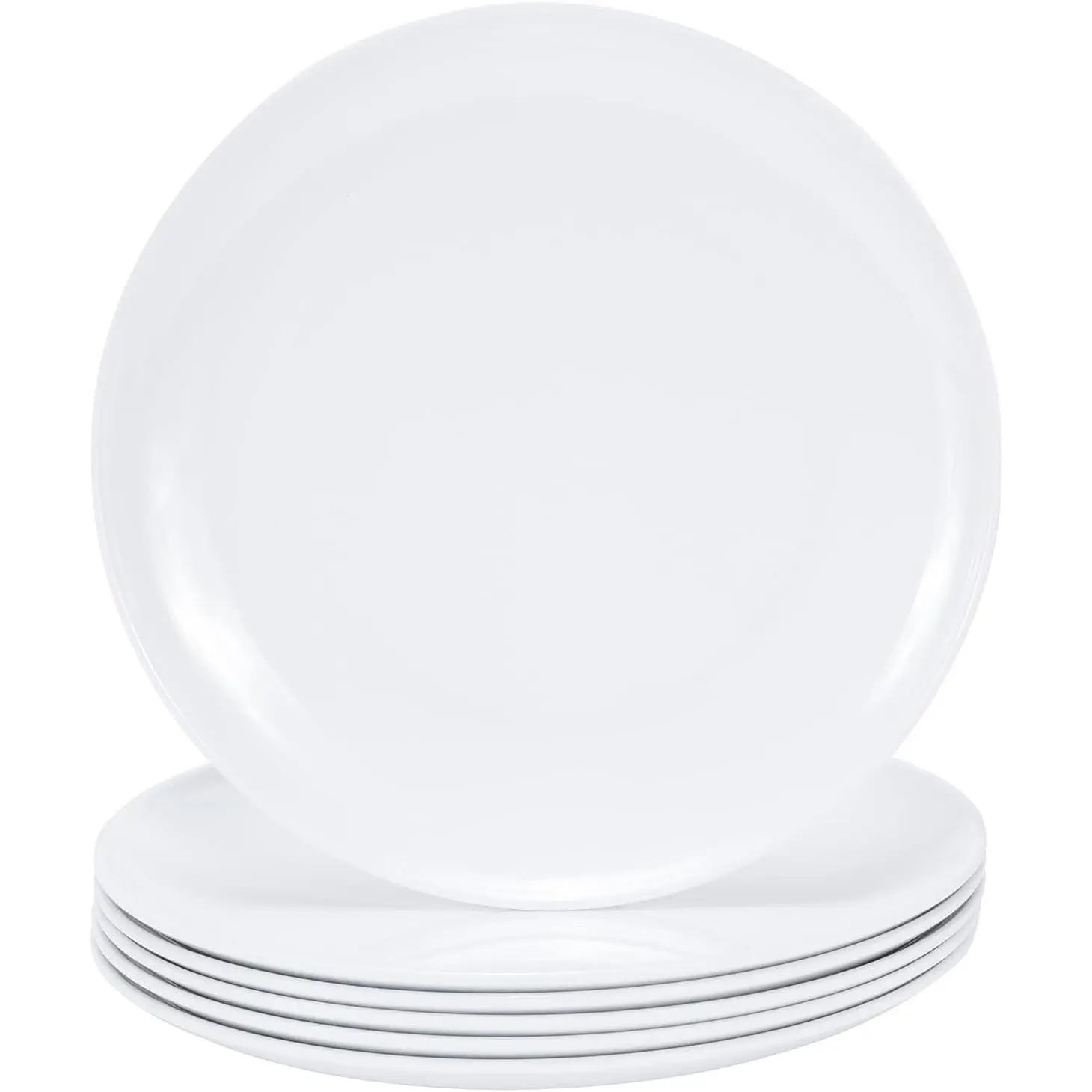 11" Melamine Dinner Plates - 6 count Round Serving Dishes for Salad, Dessert, Steak, Pasta, Break-resistant and Dishwasher Safe (White)