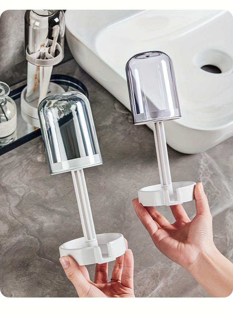 1PC Bathroom Toothbrush Cup Holder, Waterproof Toothbrush Holder, Cosmetic Organizer, Space-Saving Wall Shelf, Suitable for Sinks, Washrooms, Counters, Bathroom Organization and Storage