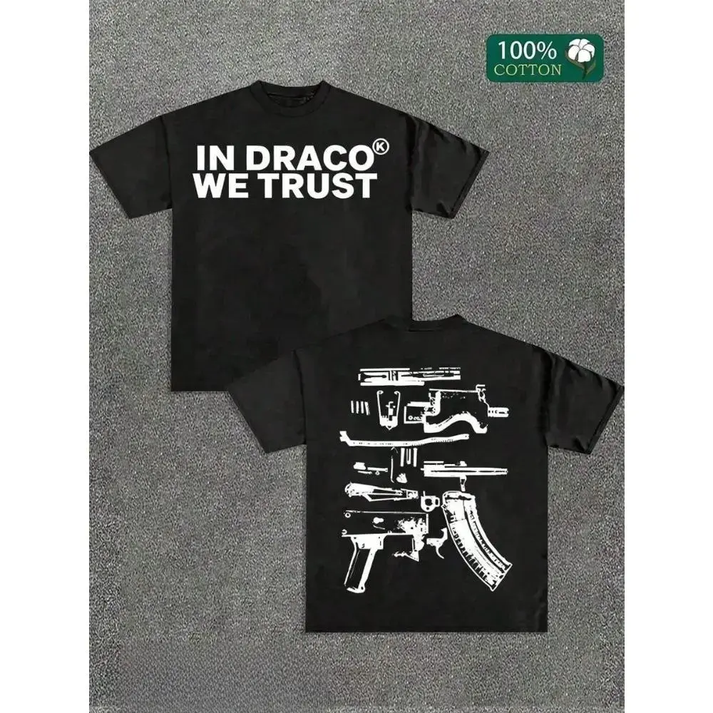 Loose Fit Vintage Streetwear Graphic T Shirt, Double Side Bold Print Unisex Cotton Tee, Retro Washed Short Sleeve For Outdoor Casual Summer Outfits