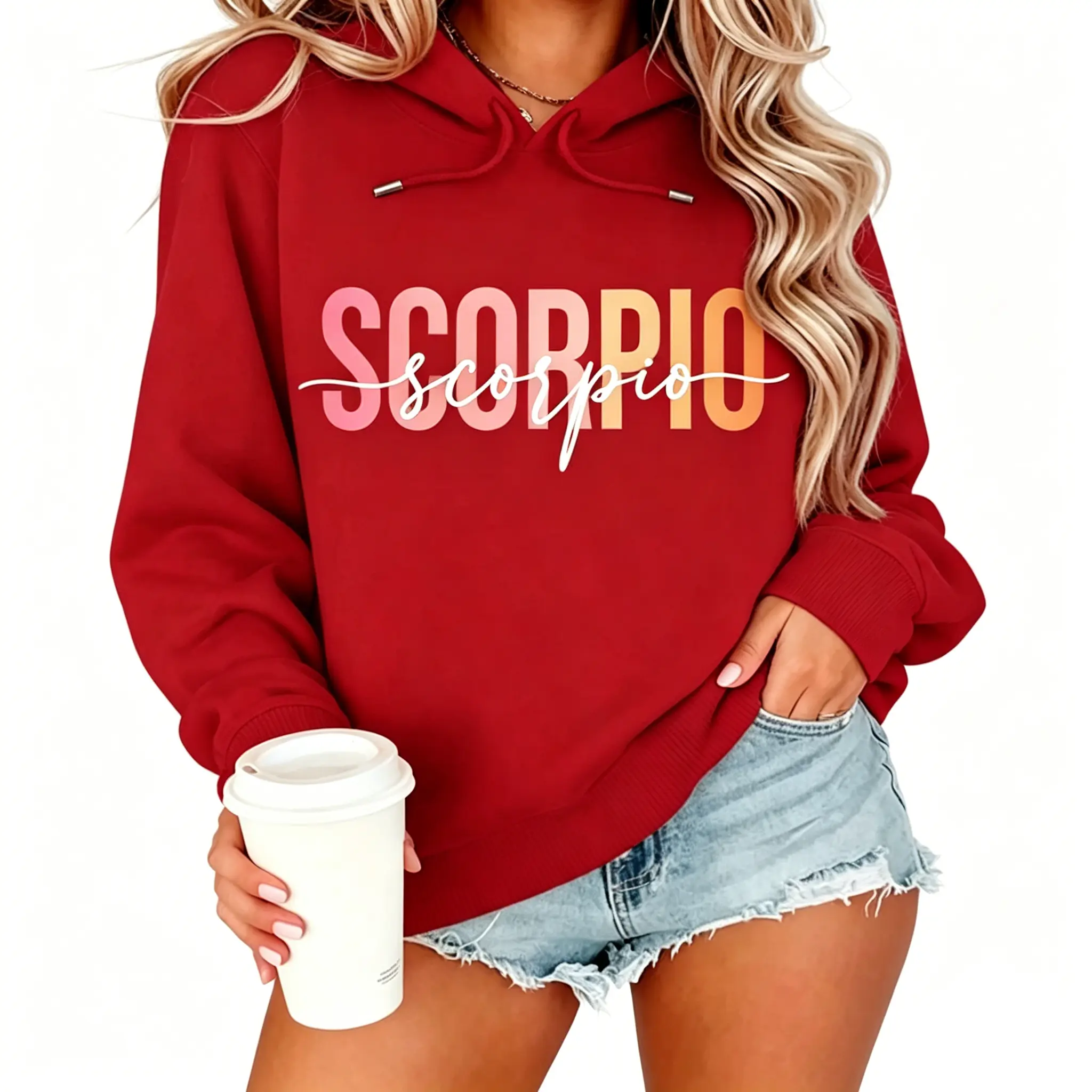 [Full 12 Zodiac] Zodiac Vibes Hoodie – Cancer, Scorpio, Gemini Minimal Script Astrology Sign Sweatshirt for Women, Trendy Horoscope Pullover Gift