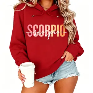 [Full 12 Zodiac] Zodiac Vibes Hoodie – Cancer, Scorpio, Gemini Minimal Script Astrology Sign Sweatshirt for Women, Trendy Horoscope Pullover Gift