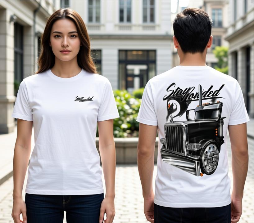 180g[100%cotton]TikTok Shop Deals Stay Loaded semi truck Graphic Tee (Viral) summer outfits classic 18 wheeler trucker printed top
