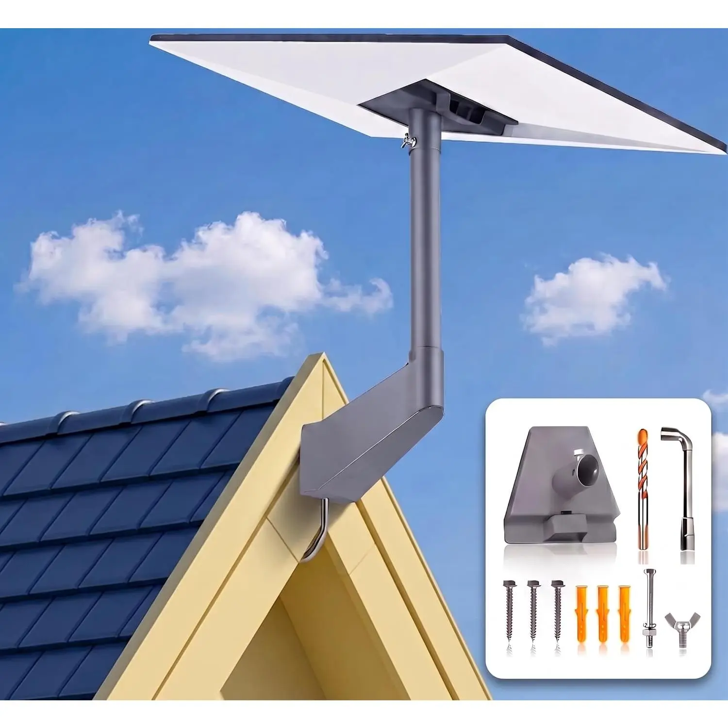 Suitable for Starlink 3rd/4th/4X generation standard stand, 360-degree rotation° Adjustable wall-mounted/roof-mounted/pole-mounted installation kit| Gray heavy-duty metal Starlink V3 wall mount, rust-proof and weather-resistant
