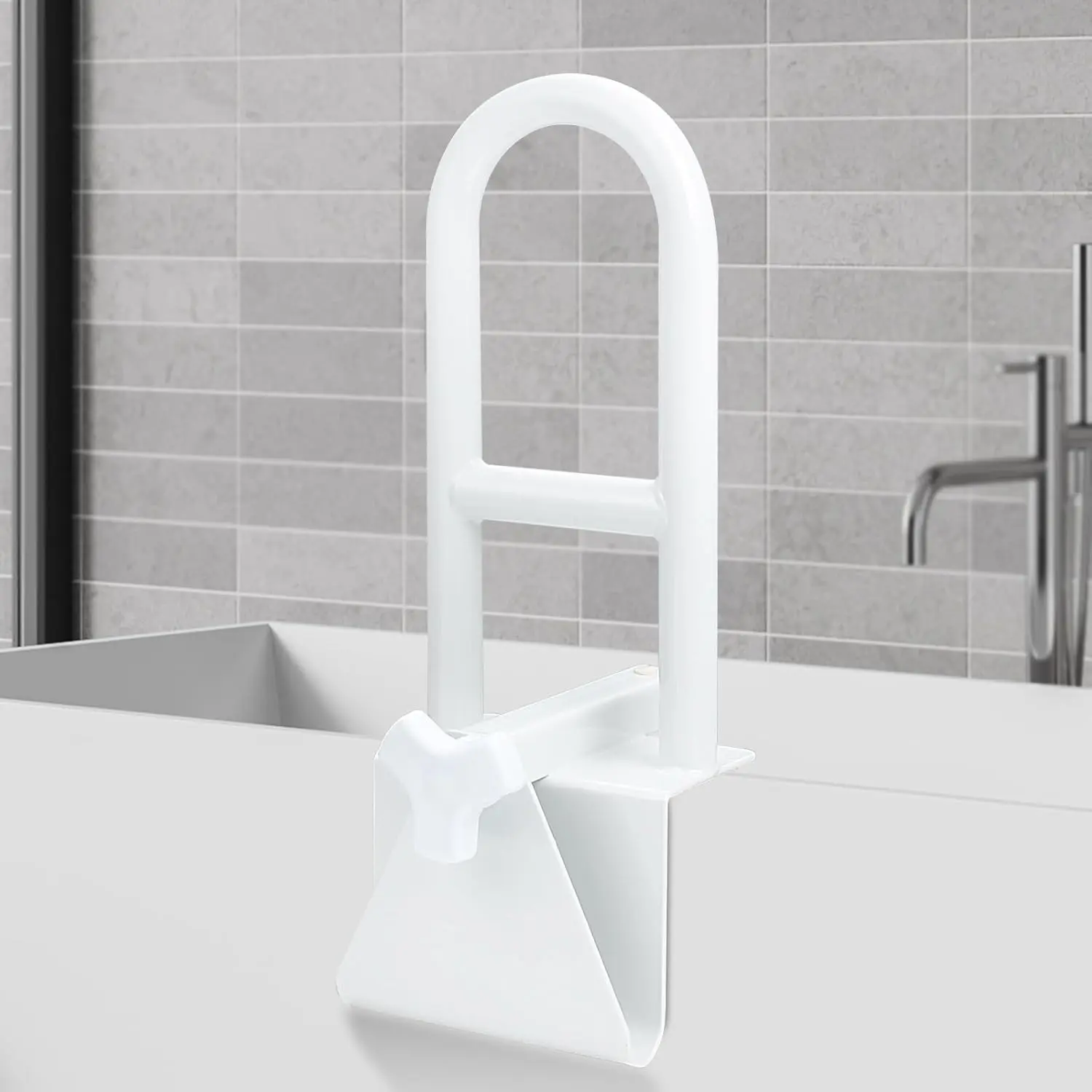Bathtub Safety Rail, Heavy Duty Bath Shower Grab Bar for Seniors & Elderly, Adjustable Clamp Safety Tub Handle, Fits 3 to 7 Inch Tub Width, Supports Up to 300lbs