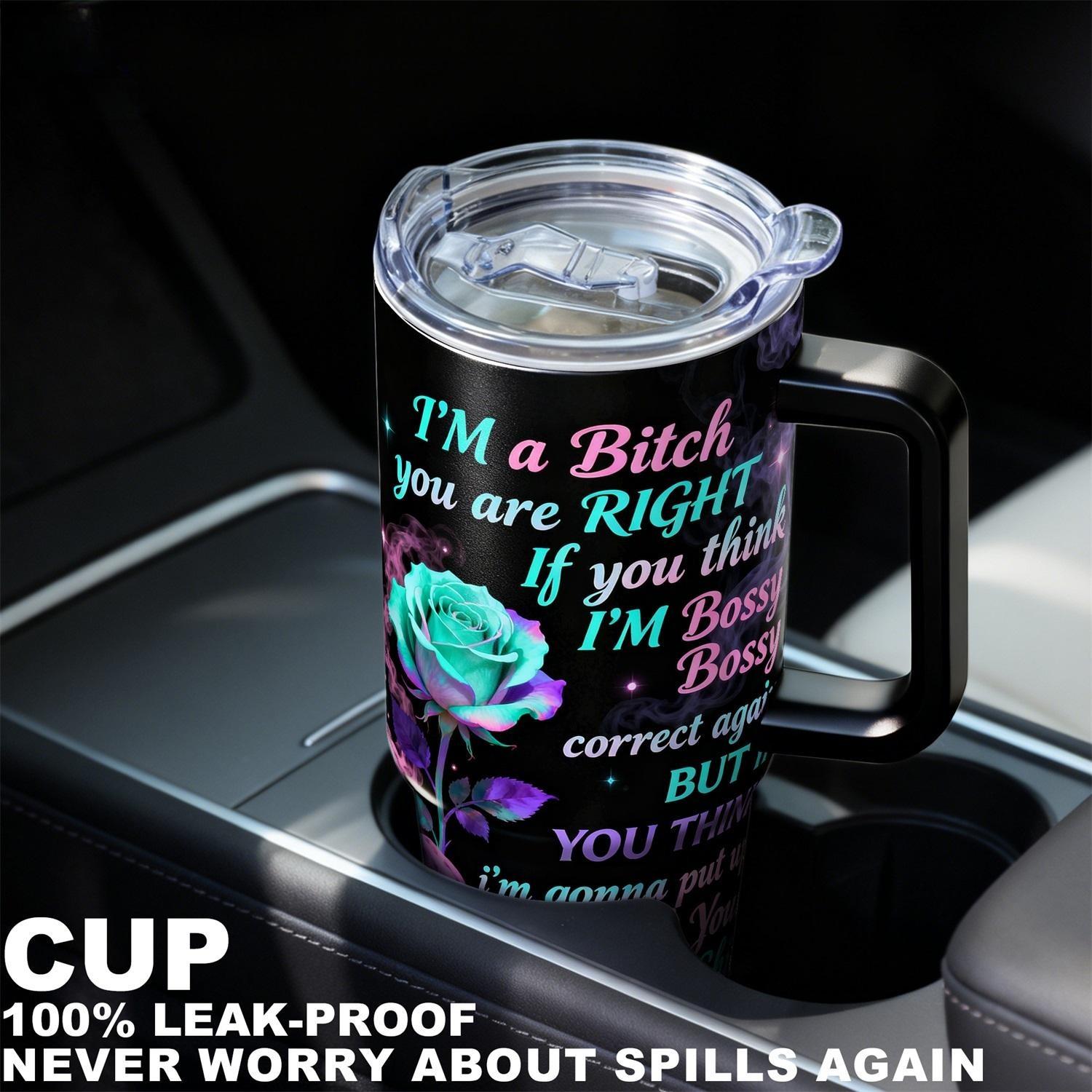 Stainless Steel Insulated Tumbler with Lid, Reusable Vacuum Insulated Flask, 40oz 30oz 22oz 20oz 14oz, Double Wall Vacuum Insulated Water Bottle Hot Cold 24 Hours, Leakproof Travel Mug with Rose and Smoke Gift for Women Men Kids, Insulated Cups